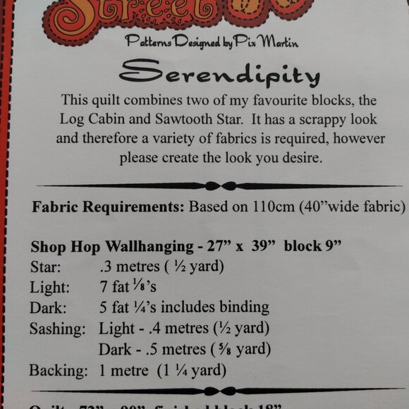 Quilt Sewing Pattern Wall 72"x90" and 27"x39" Log Cabin SawTooth Star - Picture 5 of 7